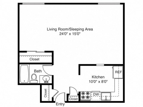 Taymil East Shore Apartment Homes Studio Floor Plan