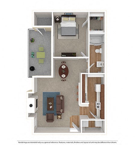 1 Bd 1 Ba The Barton 648 sq ft  at Logans Mill, Austin, Texas.