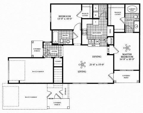Teton Floor Plan at 2803 Riverside, Grand Prairie, Texas