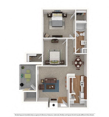 2 Bd 1 Ba The Fairview 848 sq ft  at Logans Mill, Austin, Texas.