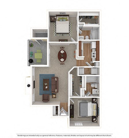 2 Bd 2 Ba The Driskell 960 sq ft  at Logans Mill, Austin, Texas.