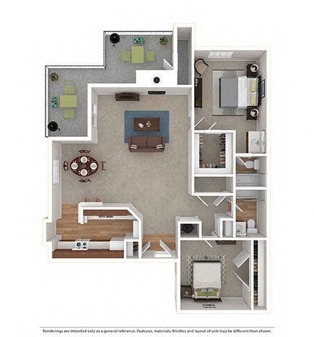 2 Bd 2 Ba The Presidential 1122 sq ft  at Logans Mill, Austin, Texas.