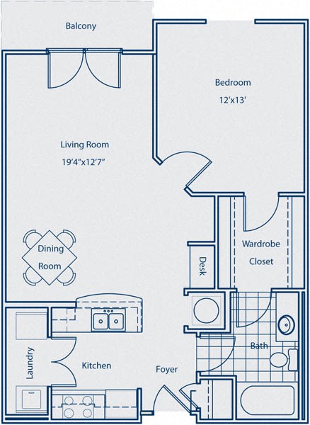 A1D 1 bed| 1 bath SQFT: 785