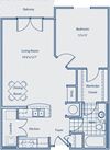 A1F 1 bed| 1 bath SQFT: 849