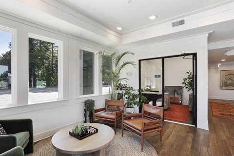 Leasing office waiting area at Arcadia Decatur, Decatur, Georgia.