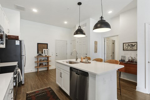 Kitchen island at Arcadia Decatur, Decatur, Georgia, 30030.