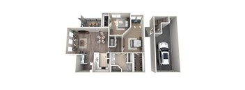 a 2100 sq ft floor plan with a car and a garage