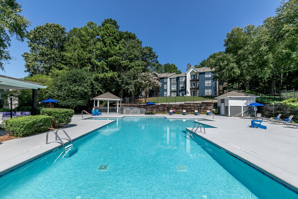 Resort Inspired Pool with Cabanas. Resort Inspired Pool with Cabanas at The Atlantic Newtown, Alpharetta, Georgia