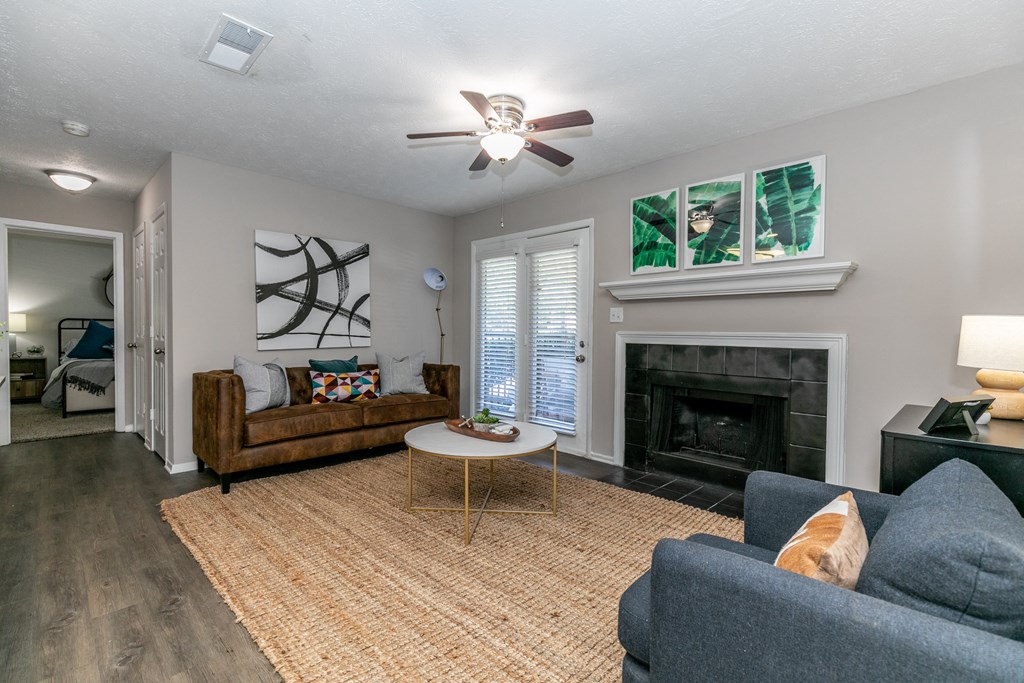 Model. Living Room with Fireplace.