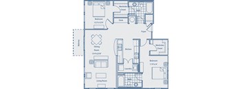 B2D  2 bed| 2 bath SQFT: 1246