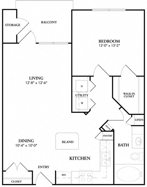 1 bed 1 bath A3 Floor Plan at The Atlantic Memorial, Houston, TX