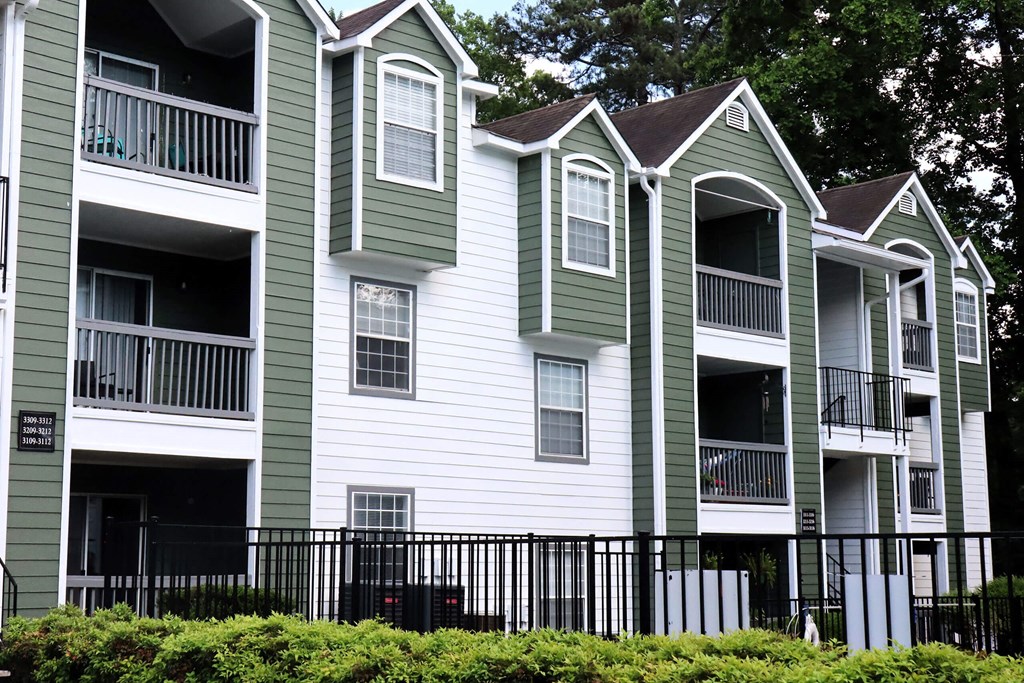 Apartment building exterior  at Sloan Square, Atlanta, GA, 30329.