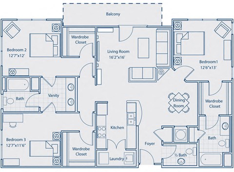 C3  3 bed| 2 bath SQFT: 1553