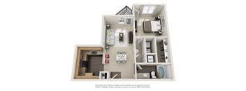 Beds: 1, Baths: 1, SQFT: 806, City View at The Atlantic North Highland, Charlotte, NC.