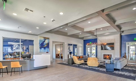 a living room with couches and chairs and a fireplace