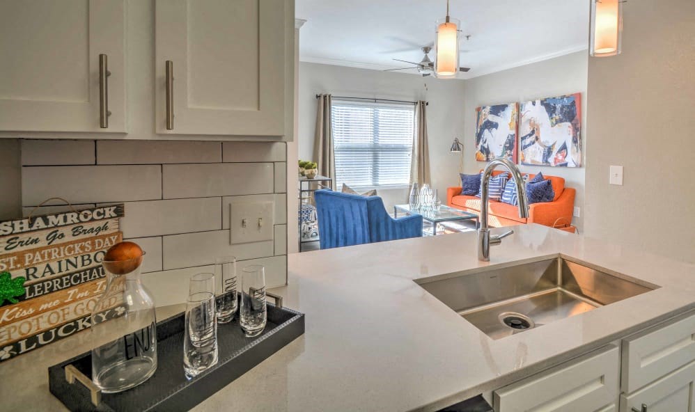 Model. Kitchen and Living Room View- The Atlantic Stonebriar