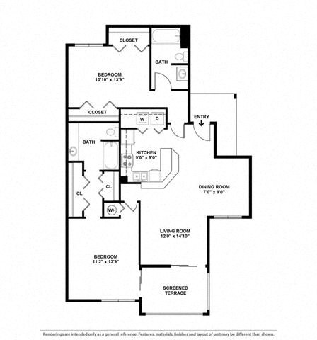 Butterfly 2 Beds | 2 Baths | 1,215 sq ft- Boca Colony  at Boca Colony, Florida, 33433