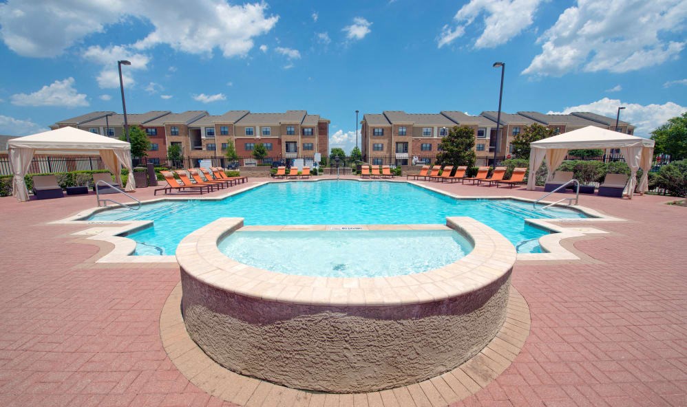 Resort Inspired Pool with Sundeck and Cabanas. at The Atlantic McKinney Ranch, McKinney, TX