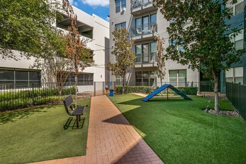 Private Paw Park with Agility Equipment at The Atlantic Highland Park, Dallas, TX