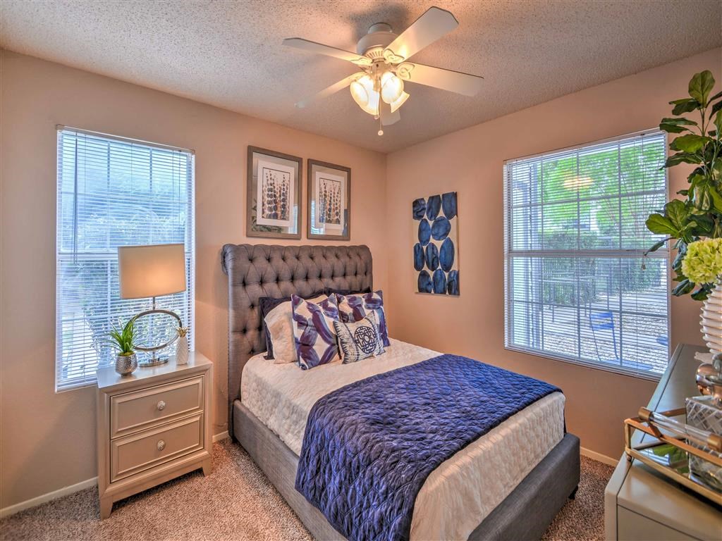 Bedroom at Logans Mill, Austin, Texas.