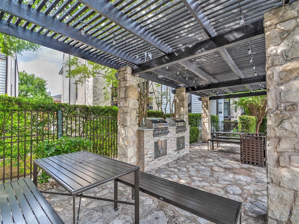 Outdoor Summer Kitchen with Two Grilling Stations.at Logans Mill, Austin, TX.