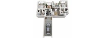 A car is parked in a garage in a house plan at Reserve at Canyon Creek,San Antonio, Texas