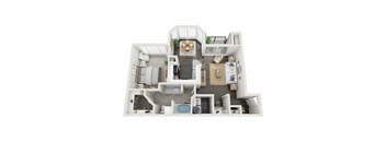 A white model of a house with a kitchen, living room, and bathroom. at Reserve at Canyon Creek,San Antonio,TX