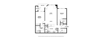 2 bedroom floor plan at Village of Hawks Creek Apartments, Westworth Village