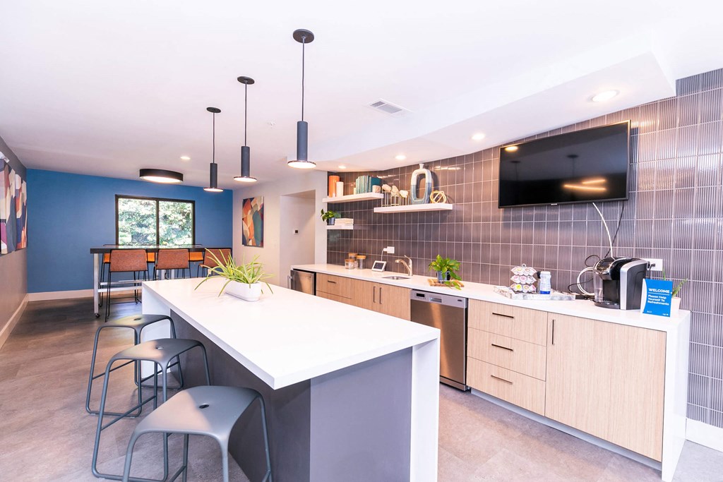 Resident Lounge with Coffee Station. at The Atlantic Brookhaven, Brookhaven, GA, 30329