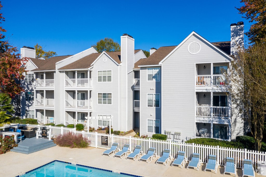 Exterior Building and Sparkling Pool. at Magnolia Terrace, Charlotte, 28213
