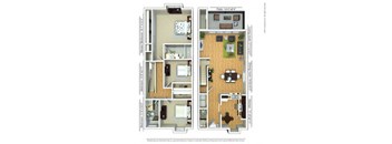 a floor plan of a house with two bedrooms