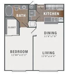 1 bed 1 bath B at Montecito Apartments, Texas, 77056