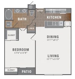 1 bed 1 bath C at Montecito Apartments, Houston, TX, 77056