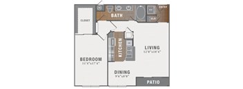 1 bed 1 bath D at Montecito Apartments, Houston, TX