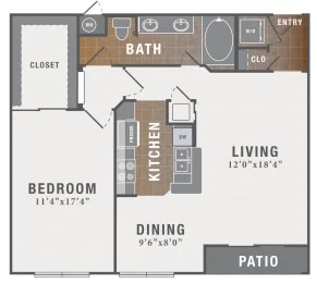 1 bed 1 bath D at Montecito Apartments, Houston, TX