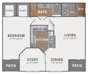 1 bed 1 bath F at Montecito Apartments, Houston, Texas