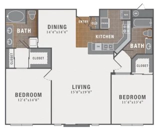 2 bed 2 bath D at Montecito Apartments, Houston, TX