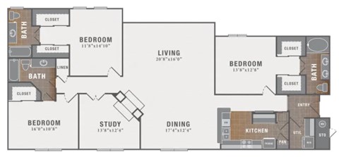 3 bed 2 bath at Montecito Apartments, Houston, TX, 77056