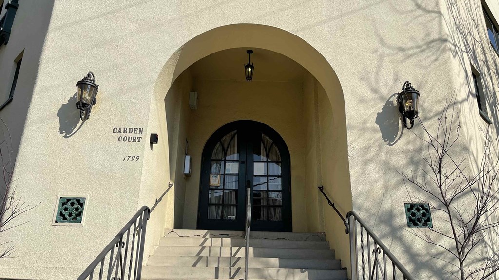 the front door of the building