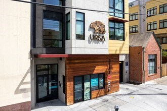 a building with a sign on the front of it