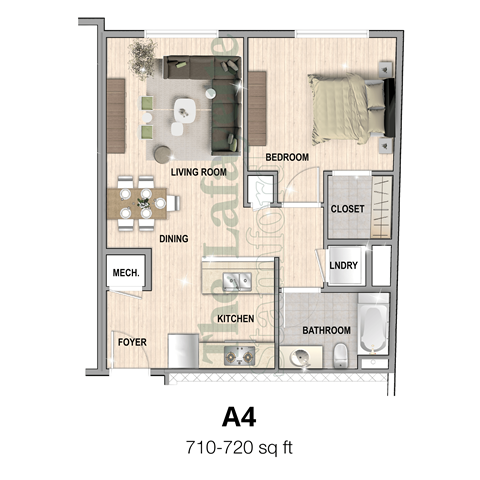 The Lafayette Stamford A4 1 bedroom apartment is 710 - 720 square feet in stamford ct now leasing. Open concept modern amenities tour today