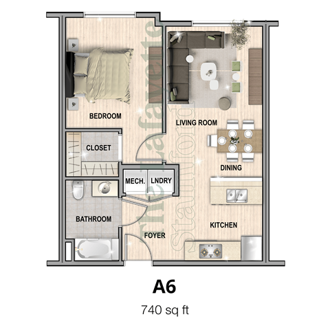 The Lafayette Stamford A6 1 bedroom apartment is 740 square feet in stamford ct now leasing. Open concept modern amenities tour today