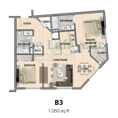 The Lafayette Stamford B3 2 bedroom apartment is 1,050 square feet in stamford ct now leasing. Open concept modern amenities tour today