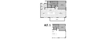 A floor plan of a home with a living room, dining room, kitchen, and bathroom.