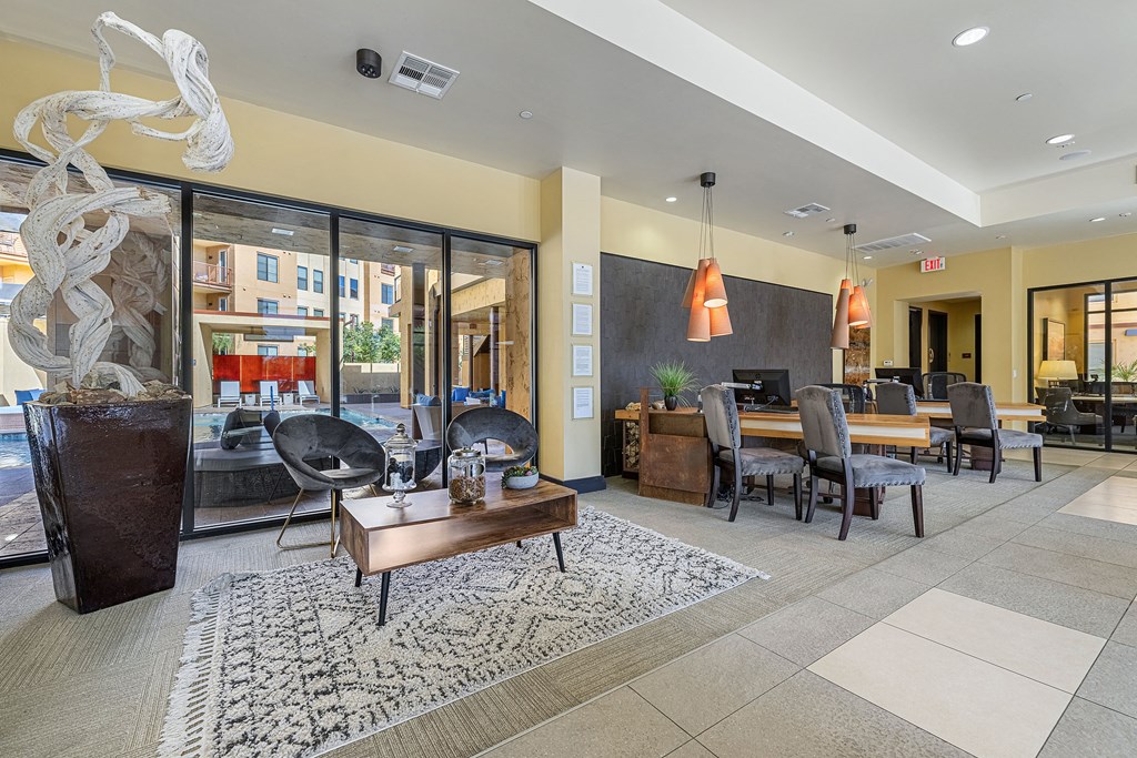 the reserve at city center spacious lobby with tables and chairs