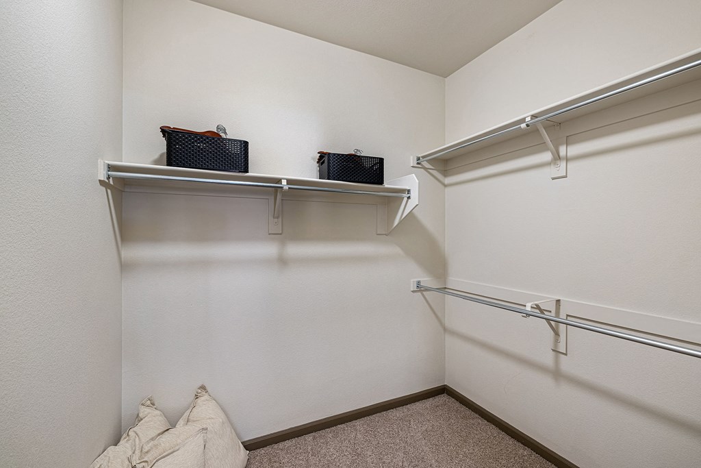 our spacious closets are stocked with clothing and accessories for you to use in your