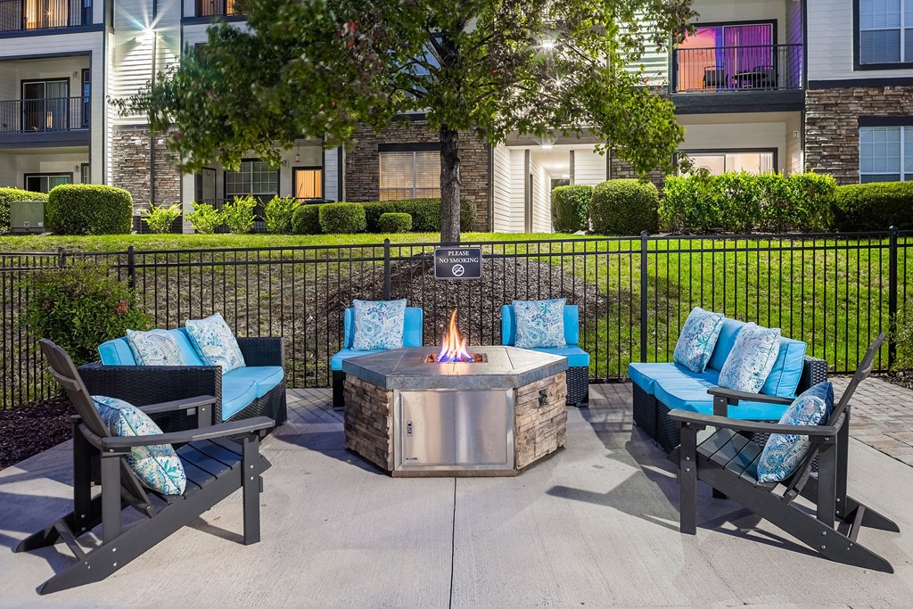 the preserve at ballantyne commons patio with fire pit and chairs