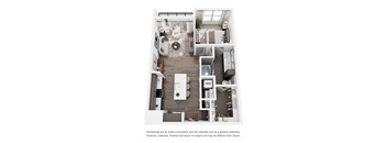 A floor plan of a house with a kitchen, living room, and bedrooms.