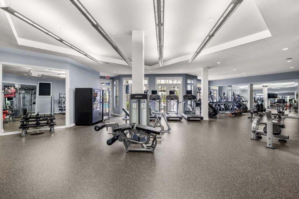 the gym in the lobby of the building