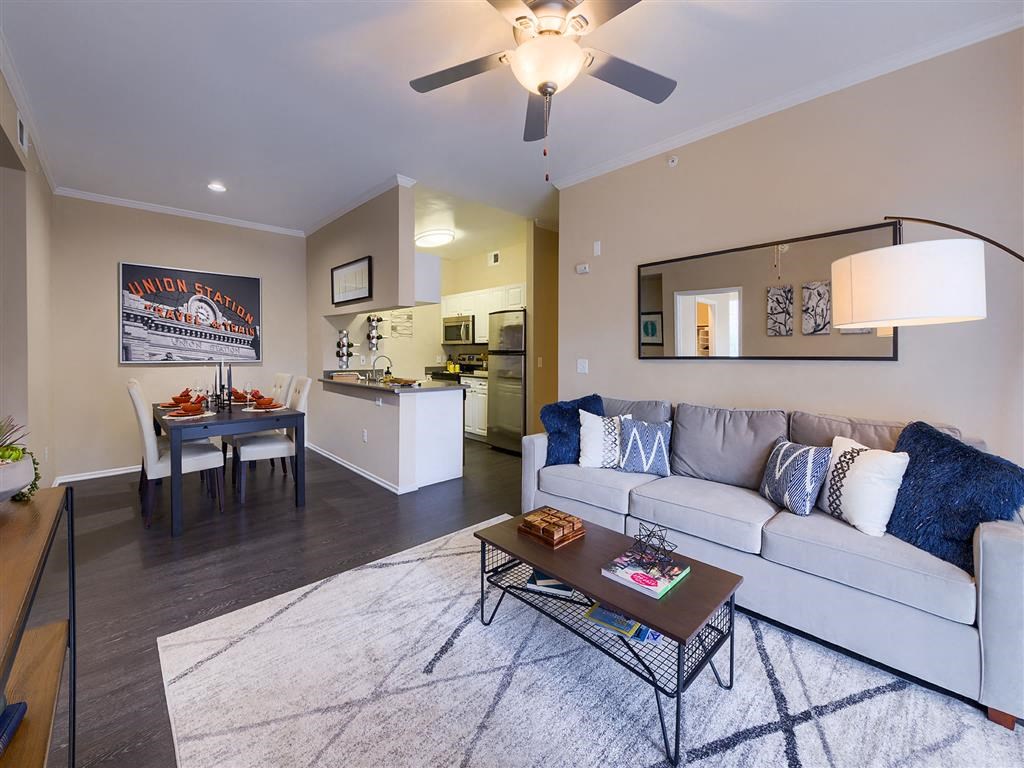 a living room with a couch and a coffee table